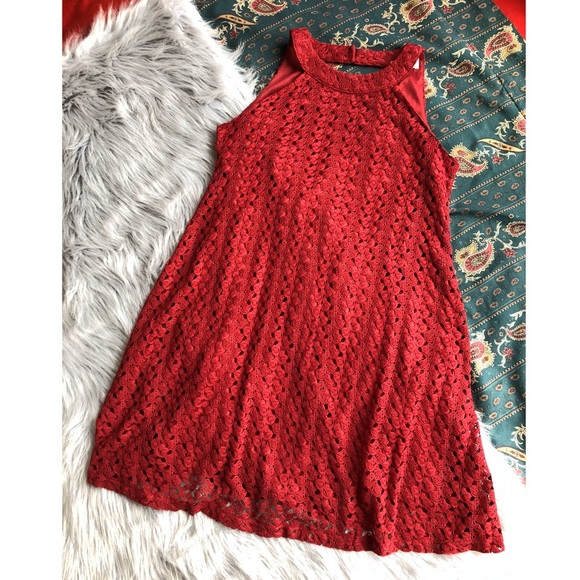 ALTAR'D STATE Maroon Red Lace Halter Dress - Picture 2 of 5